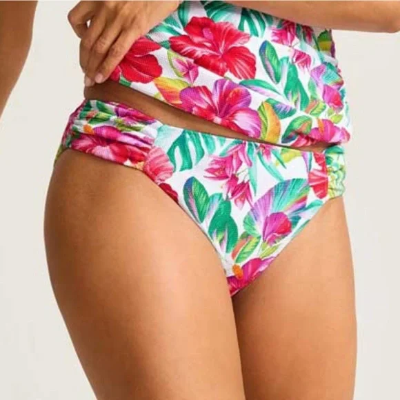 Tommy Bahama Island Cays Fiesta Reversible Shirred Hipster Bikini Bottoms - Picture 3 of 16